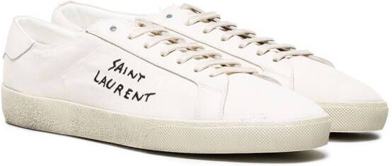 Saint Laurent klassieke SL 06 geborduurde canvas sneakers Wit