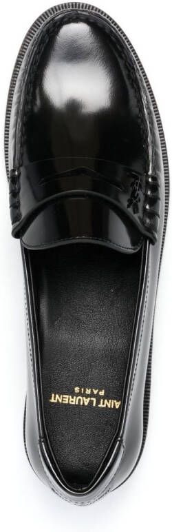 Saint Laurent Lakleren loafers Zwart