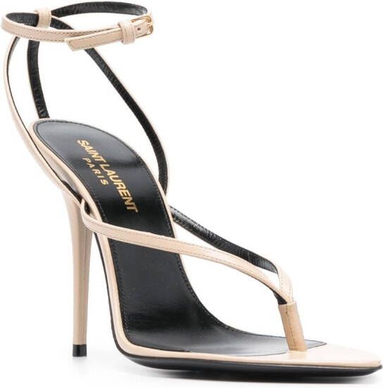 Saint Laurent Leren stiletto sandalen Bruin