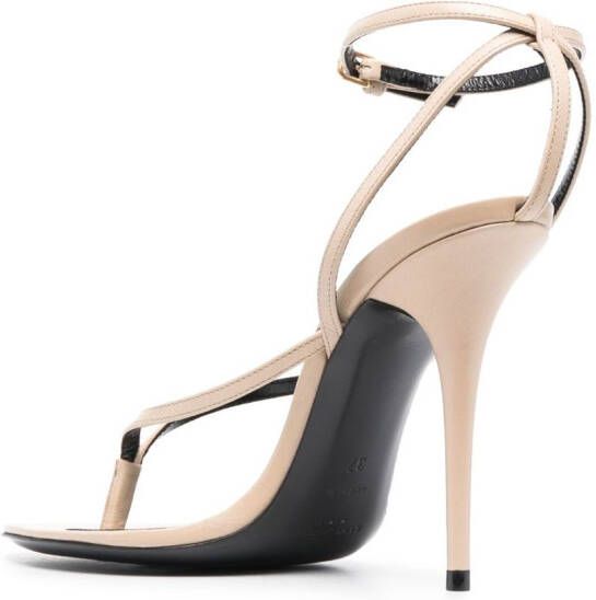 Saint Laurent Leren stiletto sandalen Bruin