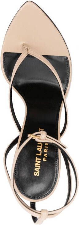 Saint Laurent Leren stiletto sandalen Bruin