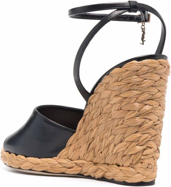 Saint Laurent Espadrilles met sleehak Zwart