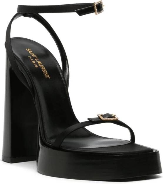 Saint Laurent Platz sandalen met plateauzool Zwart