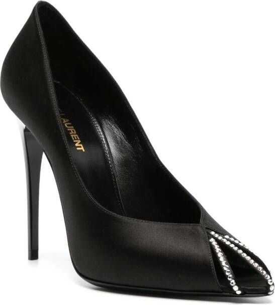 Saint Laurent Martinique 110mm satijnen pumps Zwart