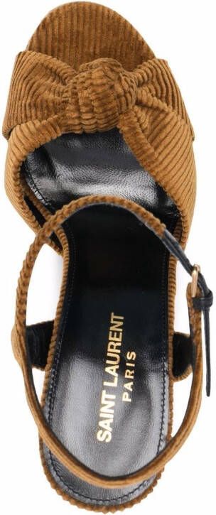 Saint Laurent 140mm sandalen met geknoopt detail Bruin