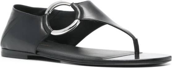 Saint Laurent Ring leren sandalen Zwart