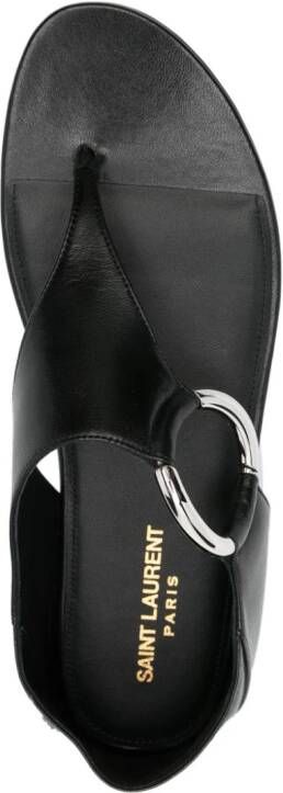 Saint Laurent Ring leren sandalen Zwart