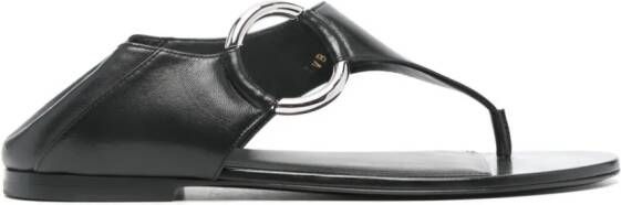 Saint Laurent Ring leren sandalen Zwart