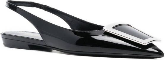 Saint Laurent Slingback pumps met puntige neus Zwart