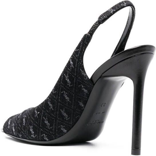 Saint Laurent Slingback sandalen met monogram Zwart