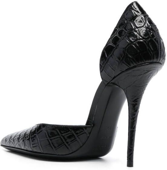 Saint Laurent Stiletto pumps met krokodillenleer-effect Zwart