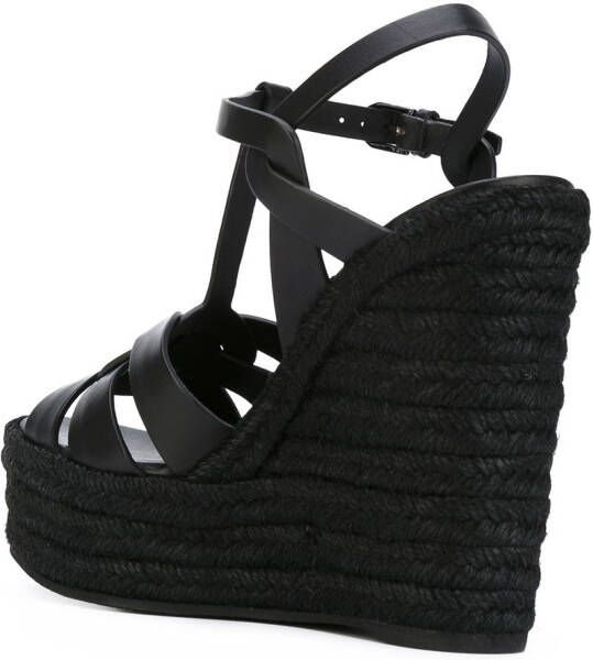 Saint Laurent Tribute espadrille wedge sandals Zwart