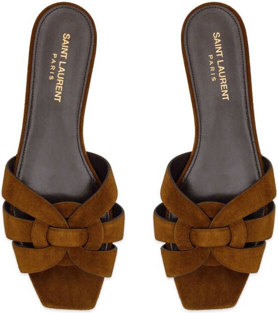 Saint Laurent Tribute suède sandalen Bruin