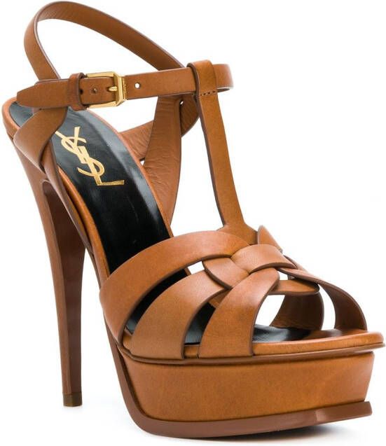 Saint Laurent Tribute sandalen Bruin