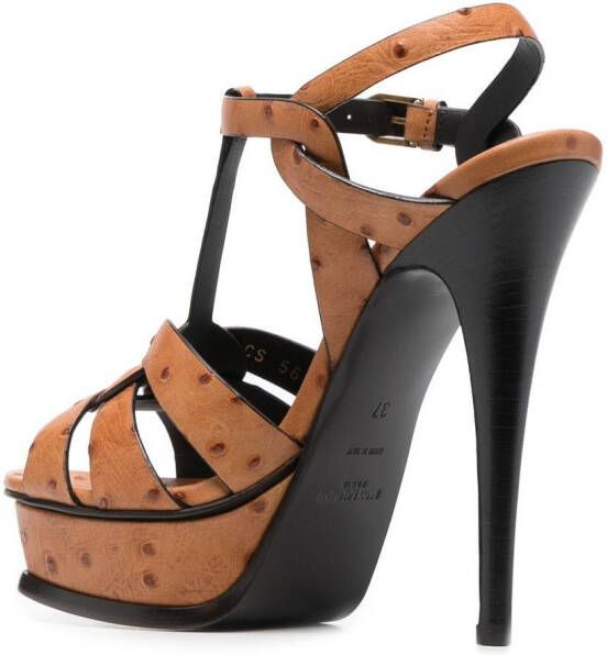 Saint Laurent Tribute leren sandalen Beige