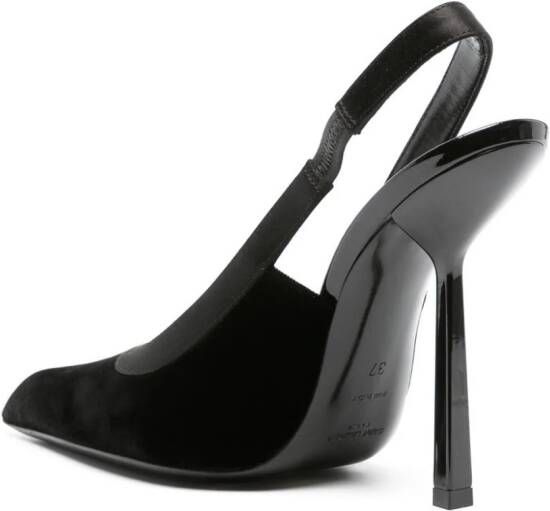 Saint Laurent Victoire 115mm fluwelen slingback pumps Zwart