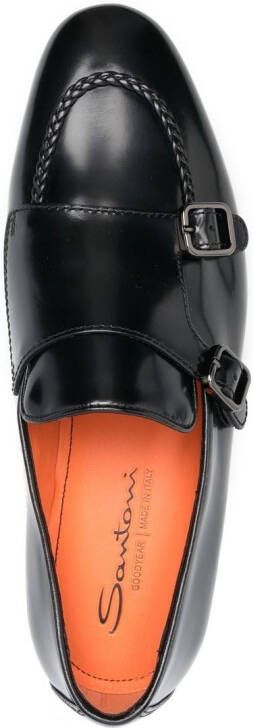 Santoni Leren loafers Zwart