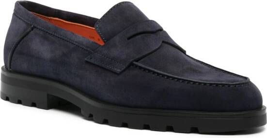 Santoni Penny loafers met ronde neus Blauw