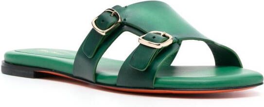 Santoni Slippers met dubbele gesp Groen