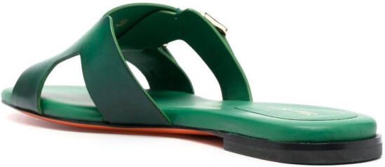 Santoni Slippers met dubbele gesp Groen