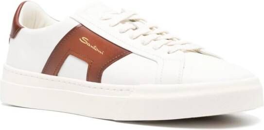 Santoni Double Buckle leren sneakers Wit