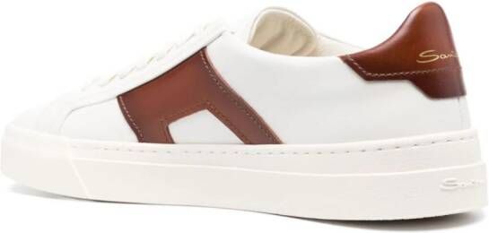 Santoni Double Buckle leren sneakers Wit