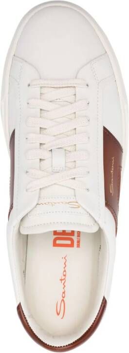 Santoni Double Buckle leren sneakers Wit