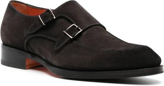 Santoni Suède gespschoenen Bruin