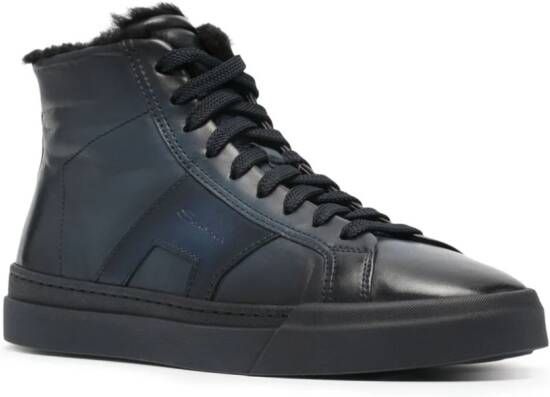 Santoni High-top leren sneakers Blauw