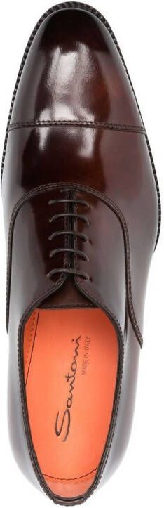 Santoni Leren Oxford schoenen Bruin