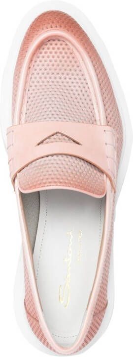 Santoni Leren loafers Roze