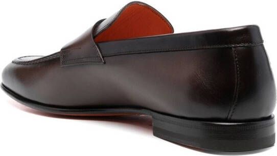 Santoni Leren penny loafers Bruin