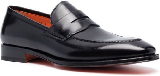 Santoni Leren penny loafers Zwart