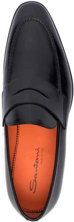 Santoni Leren penny loafers Zwart