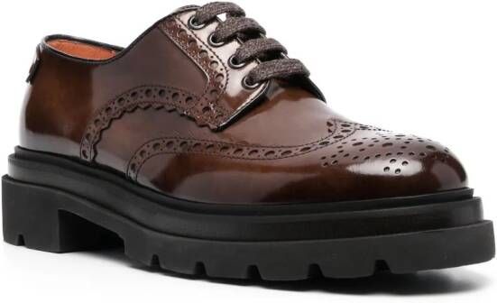 Santoni Leren brogues Bruin