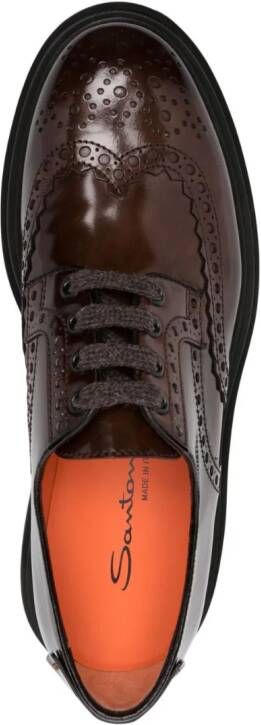 Santoni Leren brogues Bruin