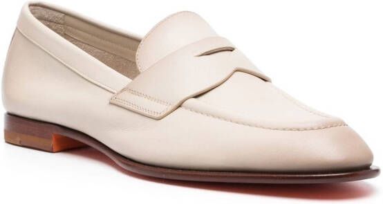 Santoni Leren loafers Beige