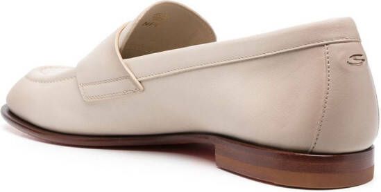 Santoni Leren loafers Beige