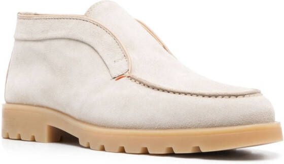 Santoni Leren loafers Beige