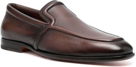 Santoni Leren loafers Bruin