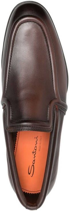 Santoni Leren loafers Bruin