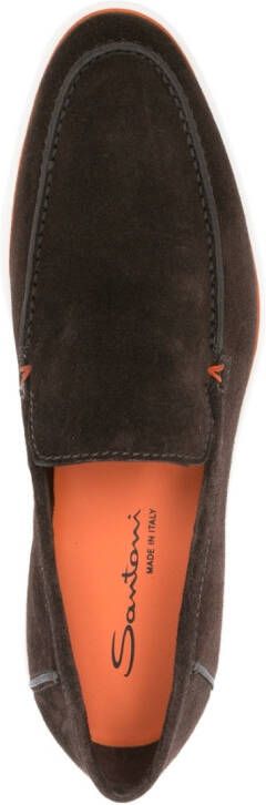 Santoni Leren loafers Bruin