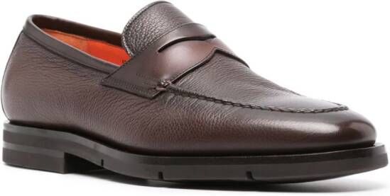 Santoni Leren loafers Bruin