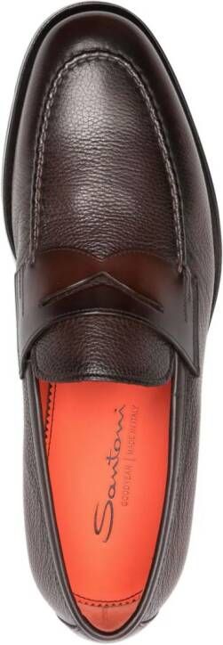 Santoni Leren loafers Bruin