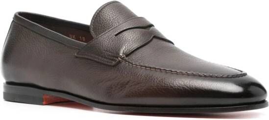 Santoni Leren loafers Bruin