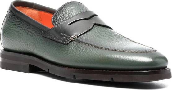 Santoni Leren loafers Groen