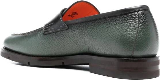 Santoni Leren loafers Groen