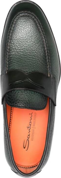 Santoni Leren loafers Groen