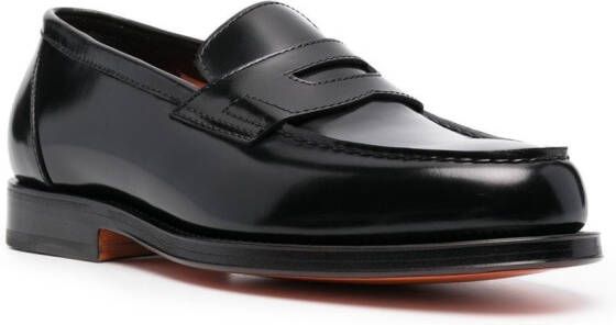 Santoni Leren loafers Zwart