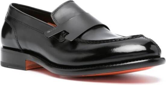 Santoni Leren loafers Zwart